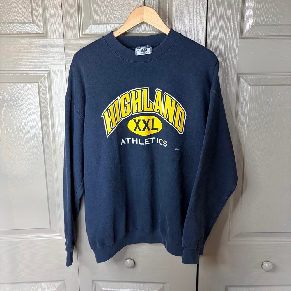 Lee Heavyweight Highland Athletics Sweatshirt Navy Blue Crewneck XL USA Made